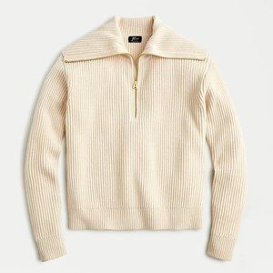 J.CREW Ribbed Cashmere Half-Zip Sweater Size Small